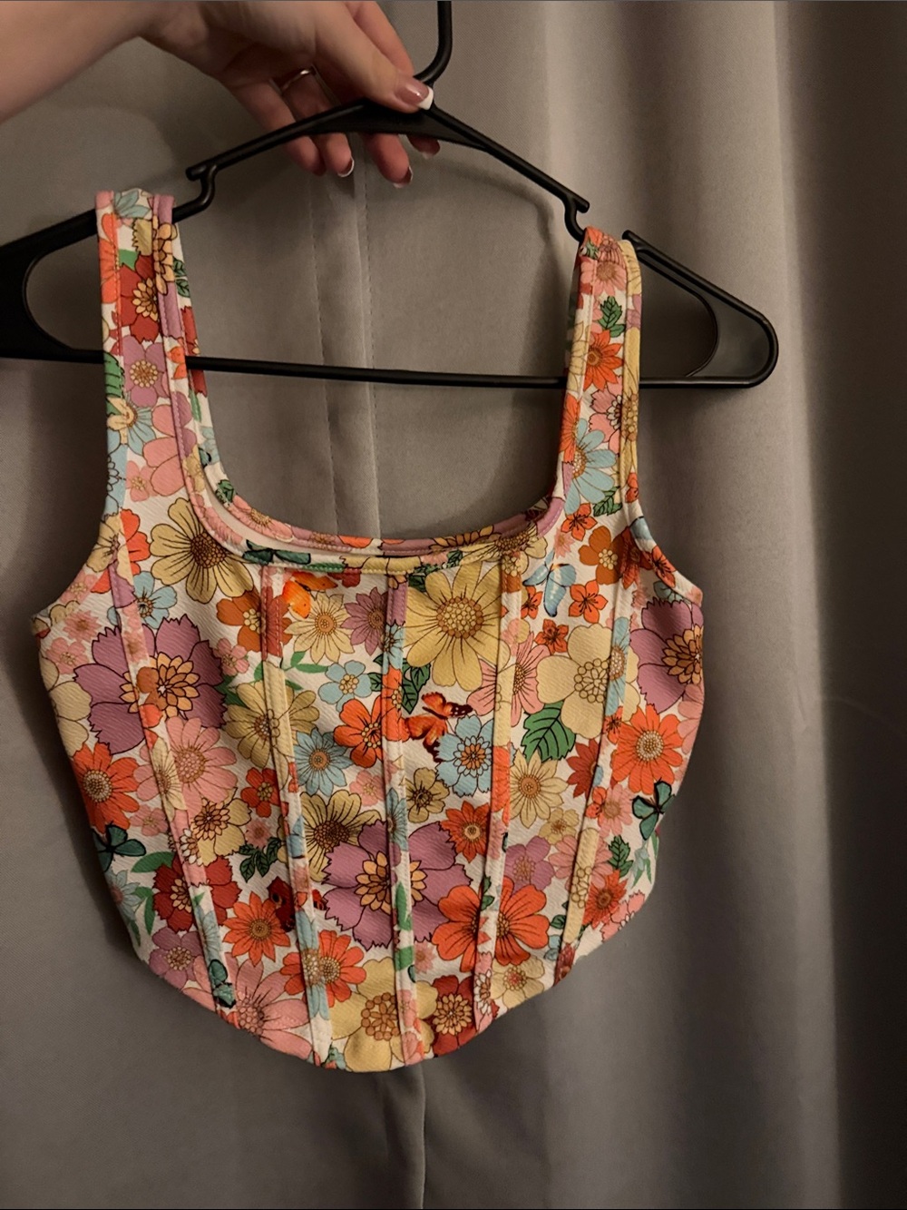SHEIN Floral Corset Tank Top in Pink Multi